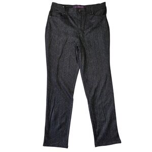 Gloria Vanderbilt Amanda Pants 12 Black Grey Herringbone Straight Leg High Rise